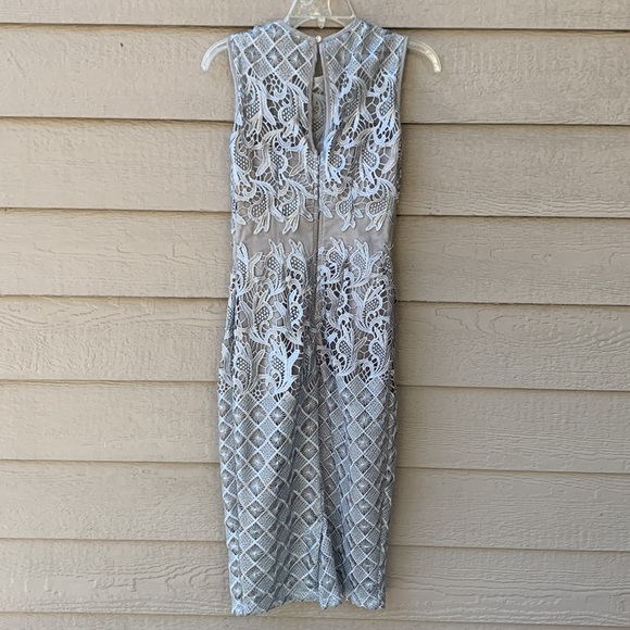 Little Mistress ASOS Waterlily Crochet Silver Gray Lace Midi Dress Illusion - Picture 15 of 16